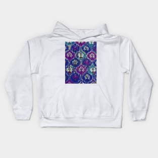 Moroccan Lantern pattern, blue teal purple, distressed faded old Kids Hoodie